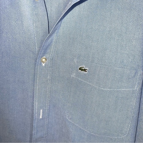 Lacoste Men 44 XL Light Blue Long Sleeve Button Down Dress Collared Shirt X - Picture 3 of 7
